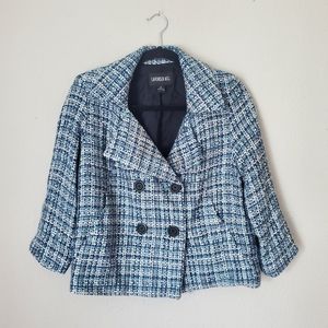 Vintage Lavender Hill Blue Pea Coat Acrylic 3/4 Sleeve Women's size 8